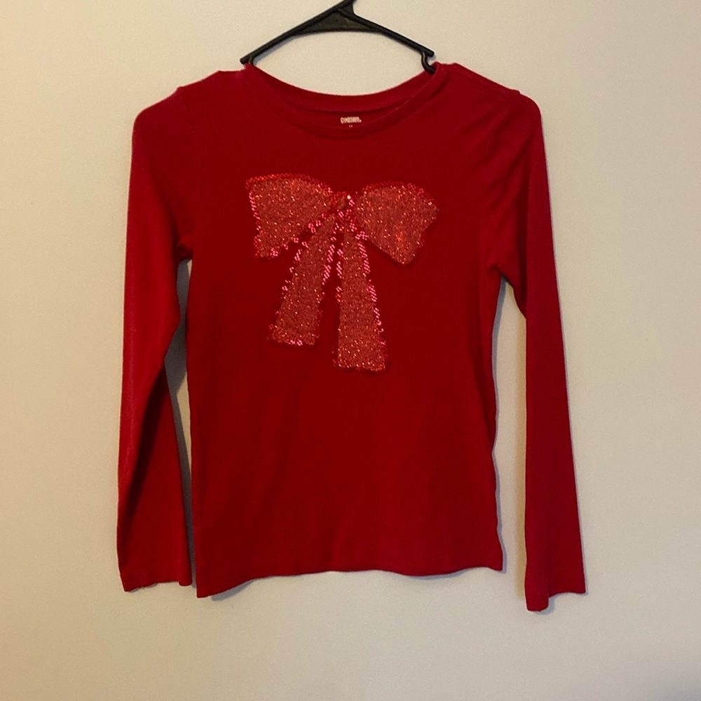 Girls Gymboree Red knit, long sleeve short. Size 12